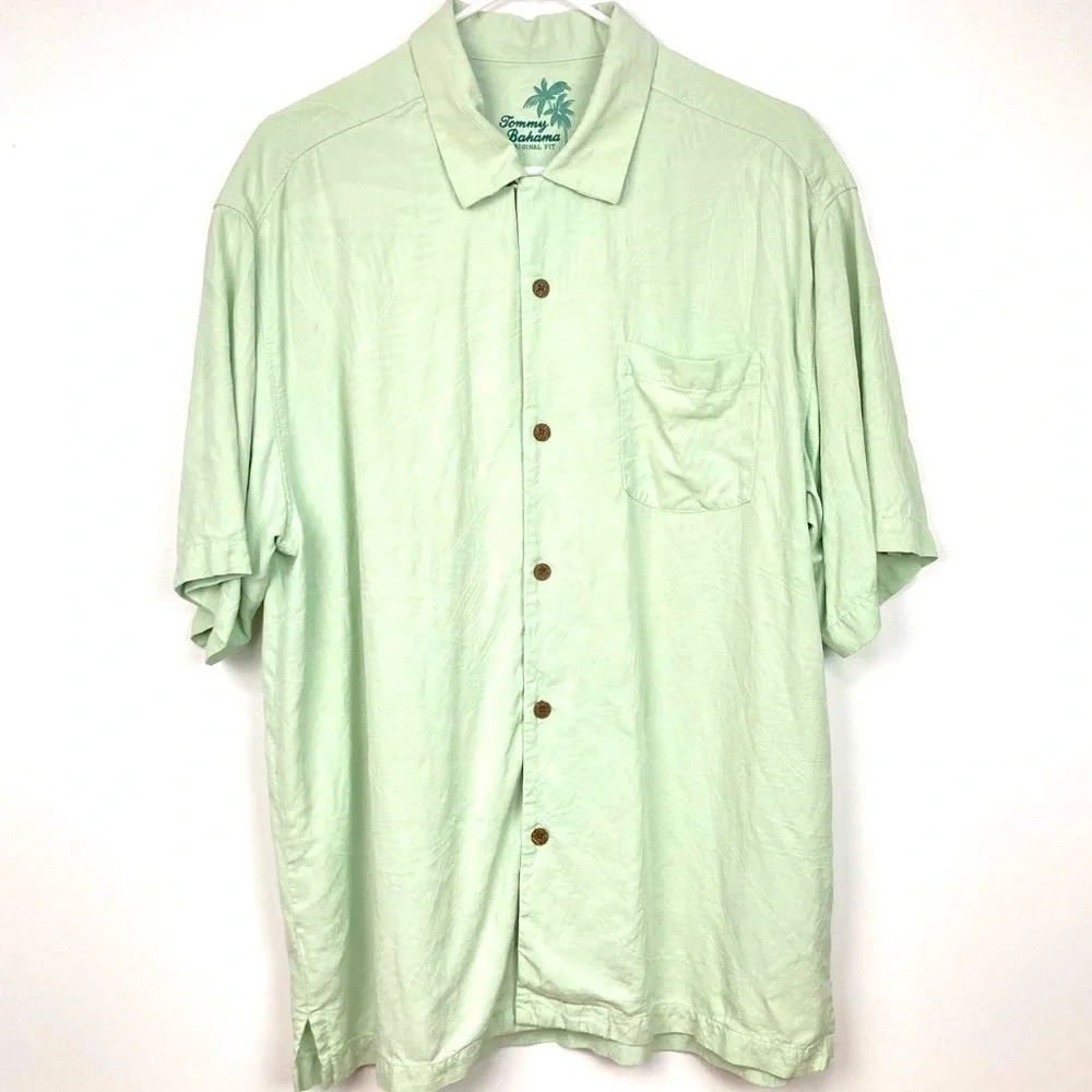 TOMMY BAHAMA Green Silk Button Down Shirt - Size L - Picture 11 of 11